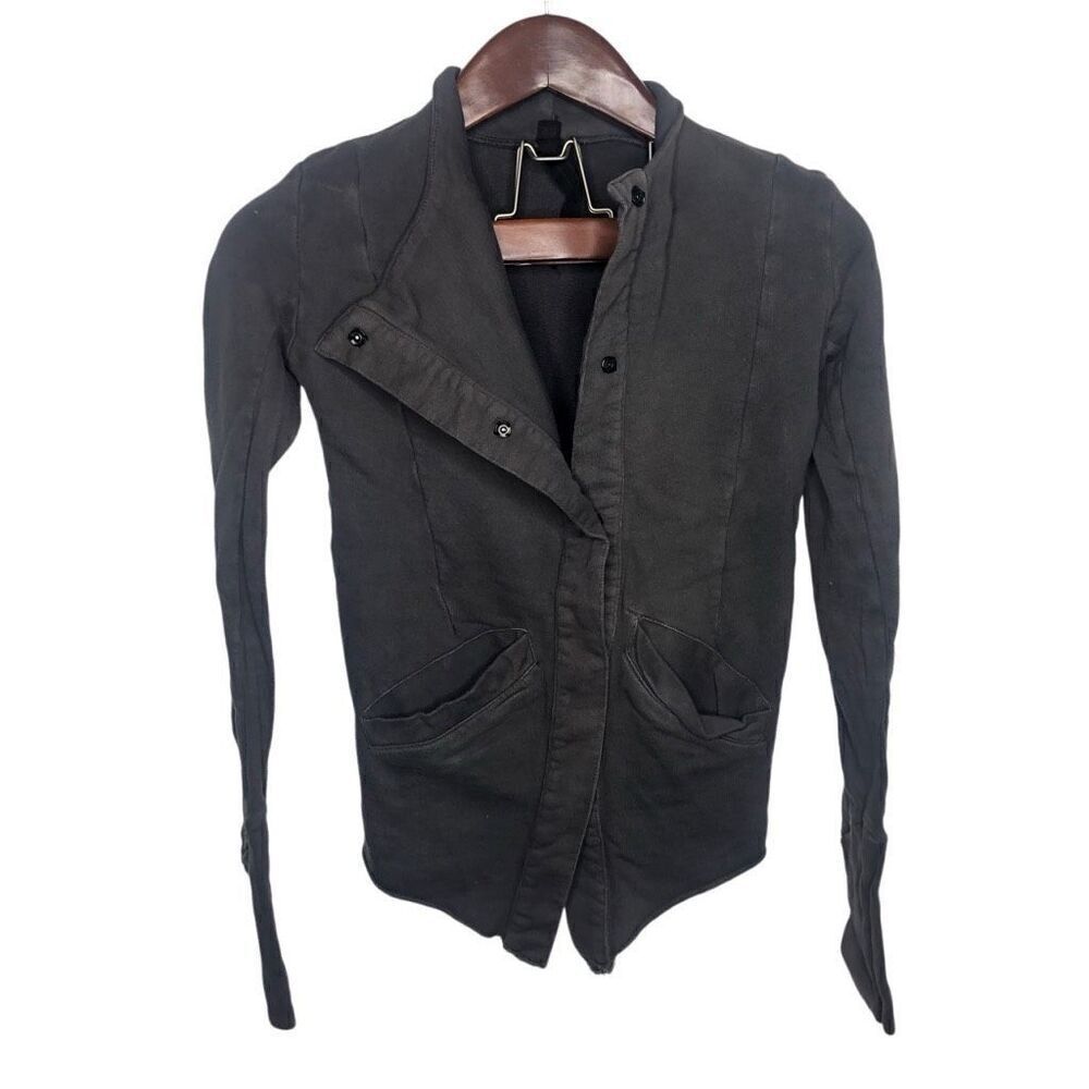 Intermix Improvd Distressed Cardigan Jacket Charcoal Gray Sweater Xs Xsmall